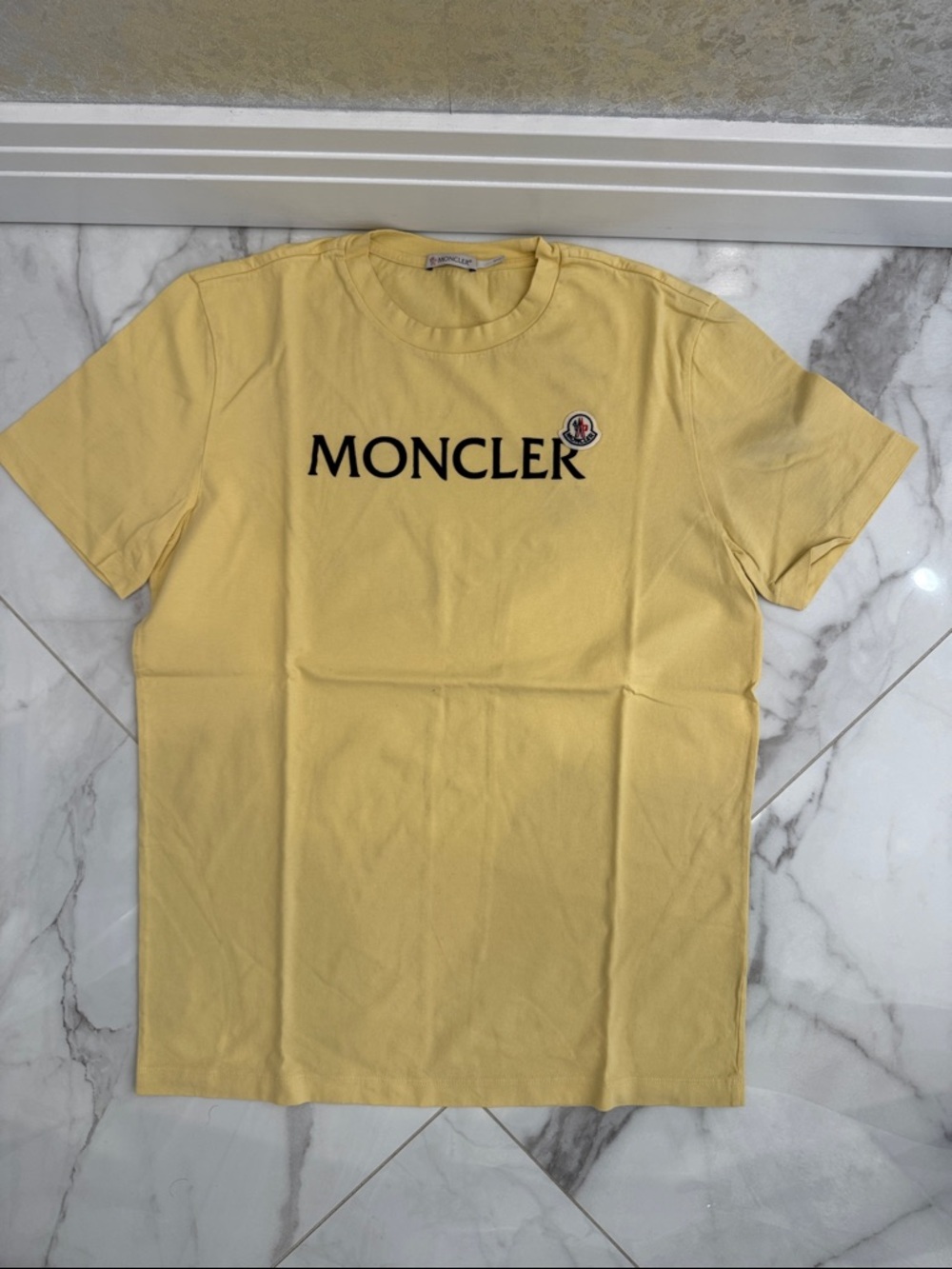 Moncler Pale Yellow Logo Crewneck T-Shirt